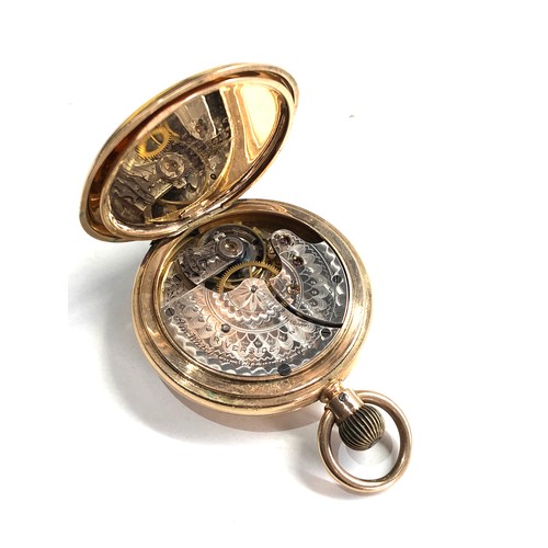 515 - Gold plated full hunter Waltham riverside pocket watch  in working order but no warranty is given