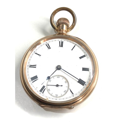 520 - Open face waltham traveller gold plated [pocket watch not working spares or repair