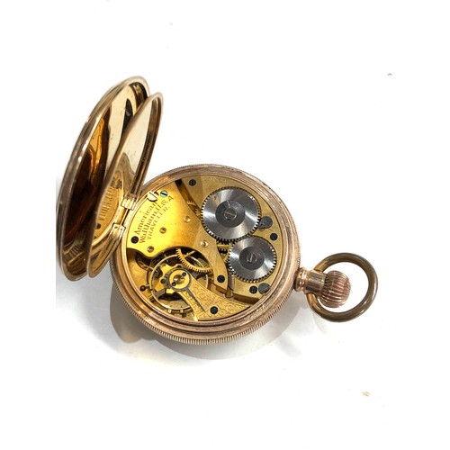 520 - Open face waltham traveller gold plated [pocket watch not working spares or repair