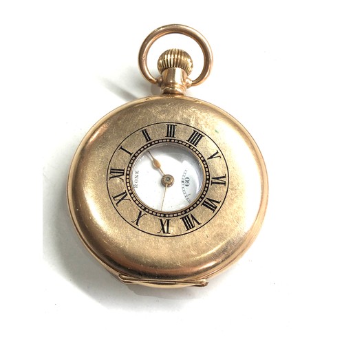 521 - Gold plated half hunter rone pocket watch police presentation engraved working order but no warranty... 