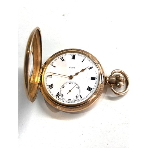 521 - Gold plated half hunter rone pocket watch police presentation engraved working order but no warranty... 