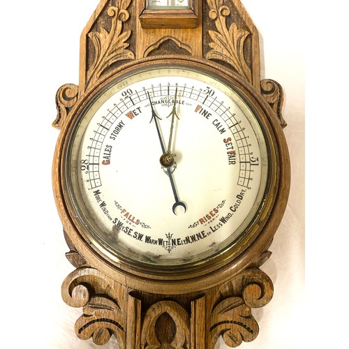 11 - Oak carved wall barometer