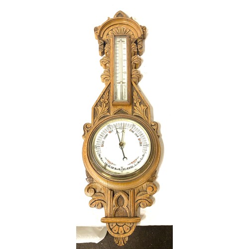 11 - Oak carved wall barometer