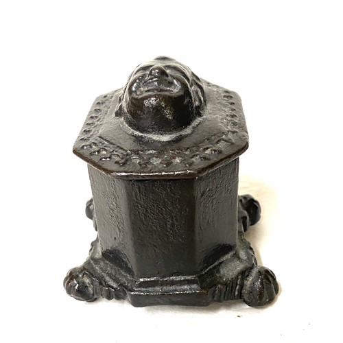 147 - Heavy cast iron lidded pot and a vintage scent burner