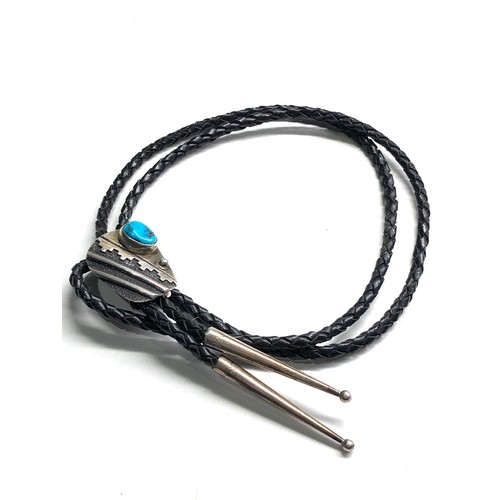 476 - Tommy Singer Navajo sterling silver and turquoise bolo tie