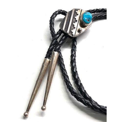 476 - Tommy Singer Navajo sterling silver and turquoise bolo tie