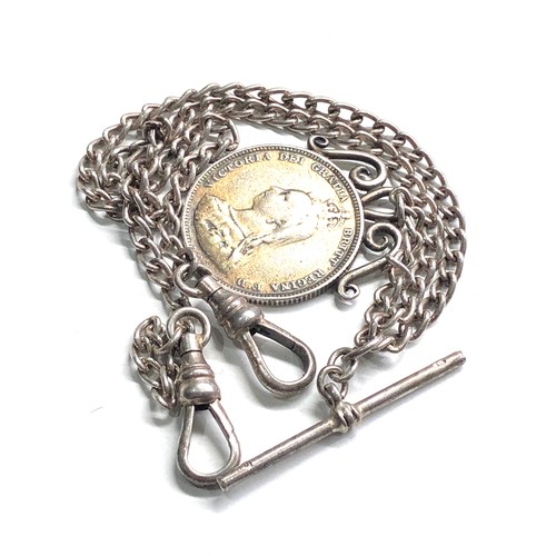 479 - Silver albert chain & coin fob 17g