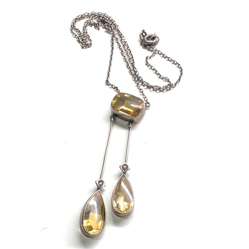 480 - Antique silver citrine and pearl necklace