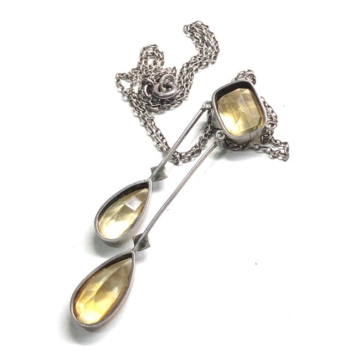 480 - Antique silver citrine and pearl necklace