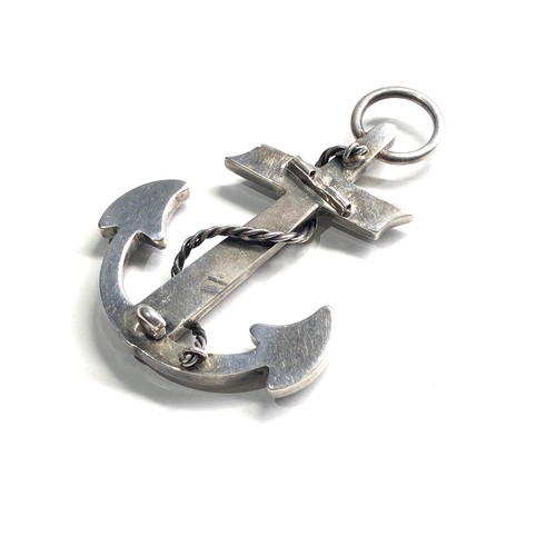 490 - Large silver Victorian scottish agate anchor brooch measures approx 7cm by 5cm  missing pin and agat... 