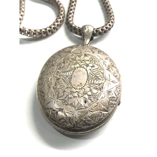 492 - Victorian silver locket & collar not hallmarked xrt as silver edge wear to locket as shown