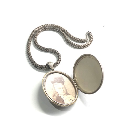 492 - Victorian silver locket & collar not hallmarked xrt as silver edge wear to locket as shown