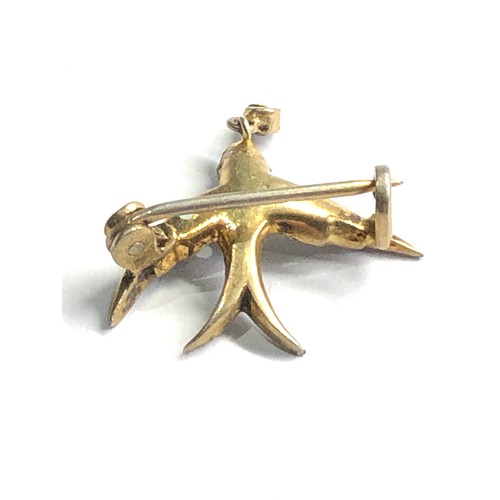 86 - Victorian small swallow brooch missing stone