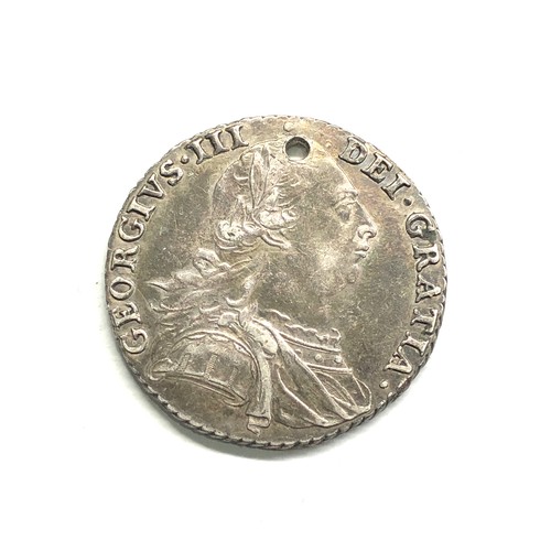 544 - George 111 1787 silver shilling holed