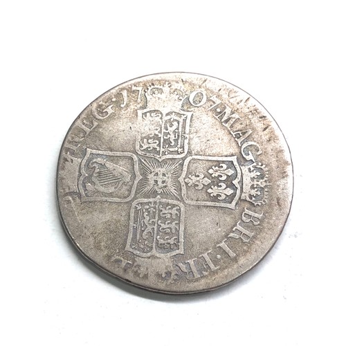 550 - Error E ( Edinburgh ) 1707 Queen Anne Half Crown double strike