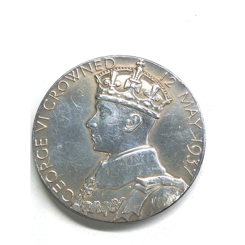 551 - Large George V1 Coronation Medal 1937 Silver weight 91g