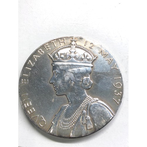 551 - Large George V1 Coronation Medal 1937 Silver weight 91g