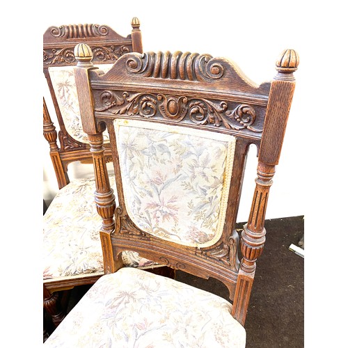 381 - Set of 4 oak carved back dining chairs