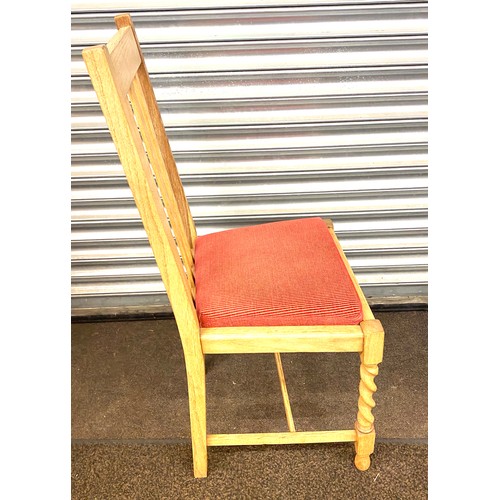 422 - Stripped and polished oak barley twist chairs