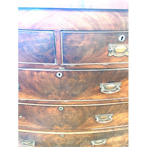 380 - Victorian mahogany 2 over 3 bow front chest measures approx 44