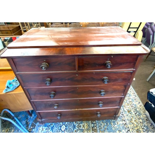 385 - Large victorian 2 over 4 chest of drawers measures approx 53