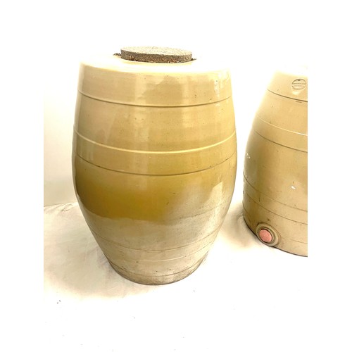 641 - Two large ceramic barrel measures approx 18 inches tall and 10 inches diameter