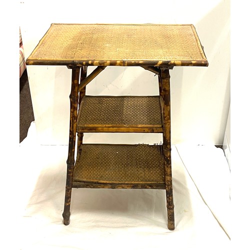 412 - Three tier bamboo occasional table measures approx 27inches tall 20 wide 14 depth