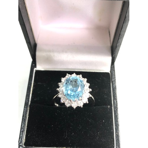 68 - Vintage 18ct white gold diamond & aquamarine ring aqua measures approx 11mm by 9mm with est 1ct diam... 