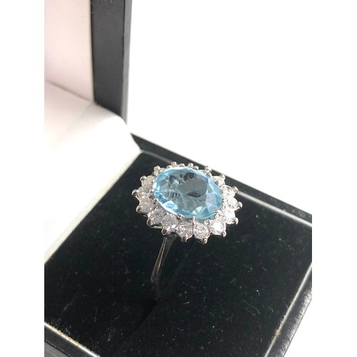 68 - Vintage 18ct white gold diamond & aquamarine ring aqua measures approx 11mm by 9mm with est 1ct diam... 