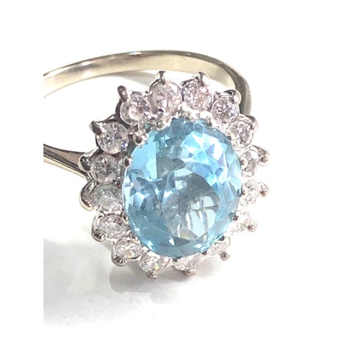 68 - Vintage 18ct white gold diamond & aquamarine ring aqua measures approx 11mm by 9mm with est 1ct diam... 