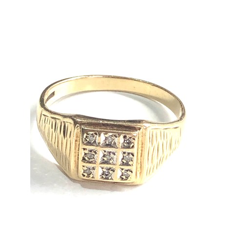 69 - 9ct gold diamond signet ring weight 3.5g