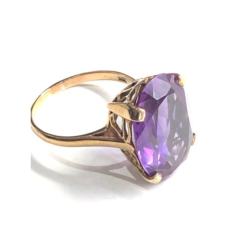 70 - 9ct gold amethyst dress ring weight 8g