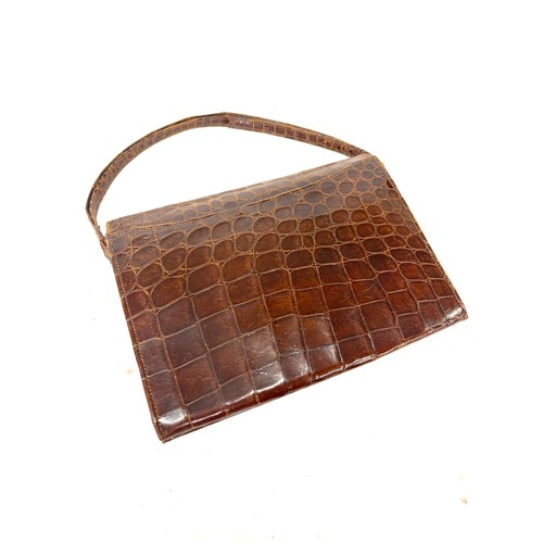 132 - Vintage crocodile skin bag with silver clasp