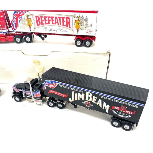 318 - Selection of 3 Matchbox advertising lorries includes Jack Daniels, Jim Beam, Beefeater all with orig... 