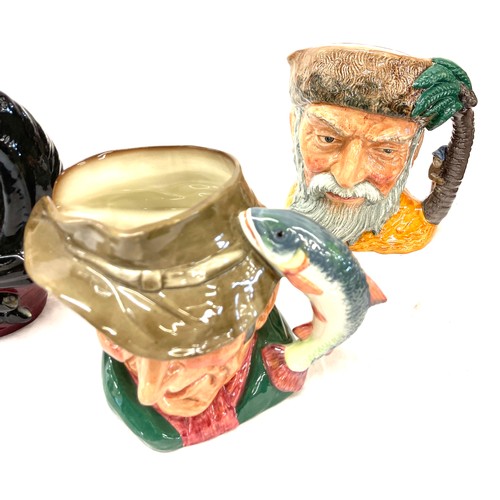 449 - 4 Royal Doulton toby jugs, Robinson Crusoe, Dick Turpin, The Poacher, The Yachtsman