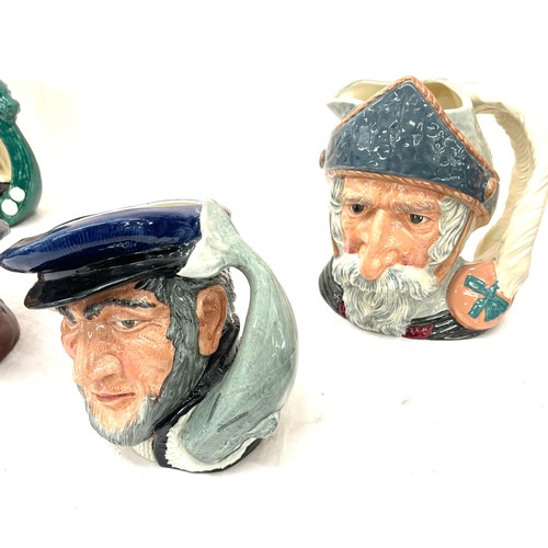 444 - 4 Royal Doulton toby jugs, Don Quixote,  Capt Ahab, Rip Van Winkle, Viking