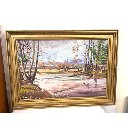 138 - Large framed oil painting signed rice 72 measures approx 25.5