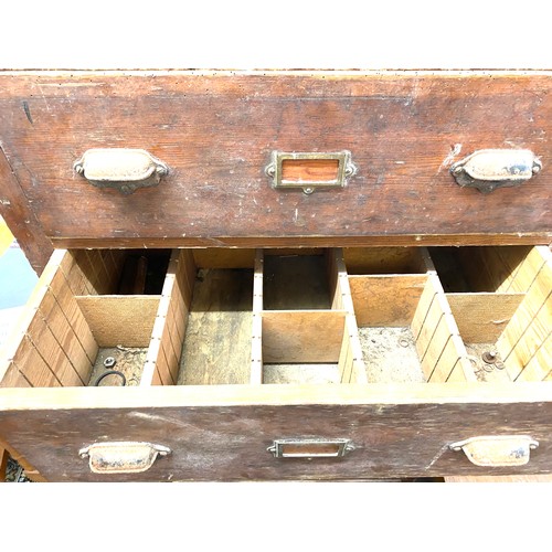 403 - Large pine 6 draw industrial over sized chest measures approx 60