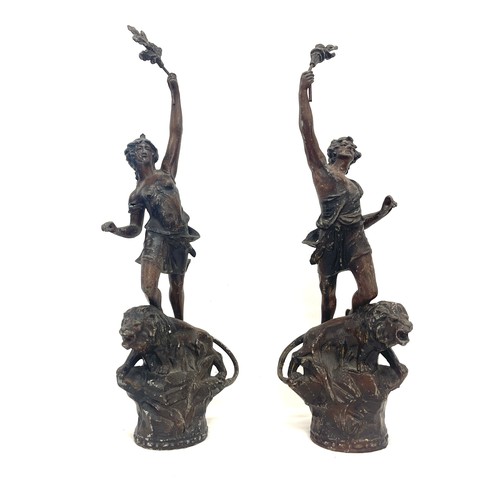 68 - 2 Antique French Spelter figures