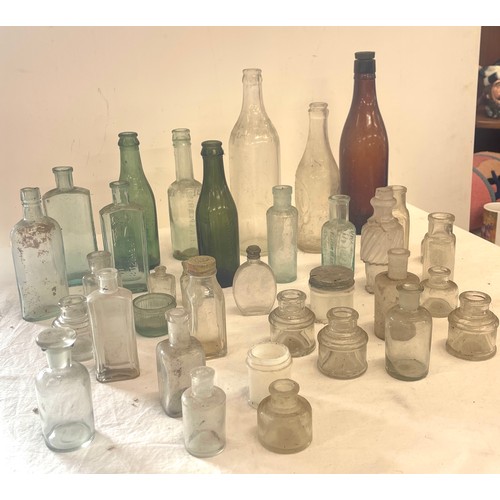 94 - Large selection vintage glass medicine bottles