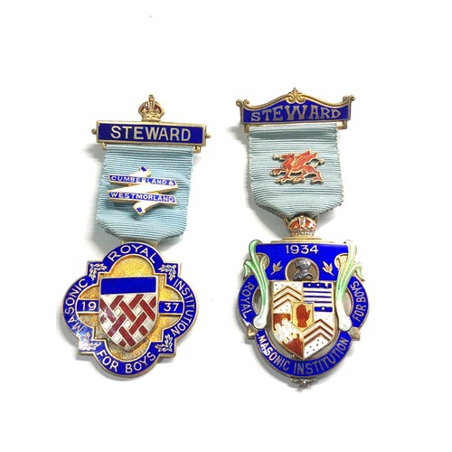 480 - 2 1930s silver & enamel masonic jewels