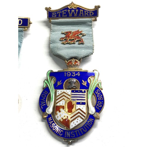 480 - 2 1930s silver & enamel masonic jewels