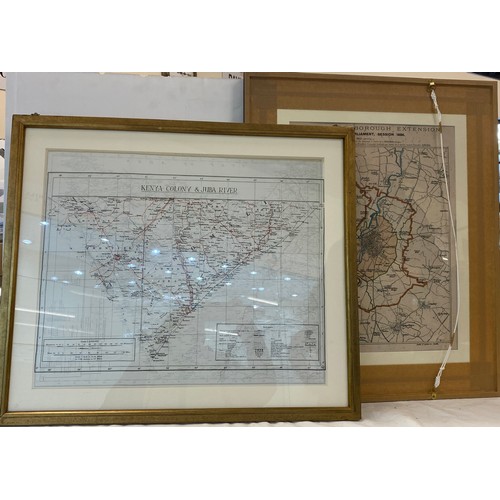 135 - 2 Framed double sided maps, approximate frame measures of largest Width 27 inches, Height 24 inches