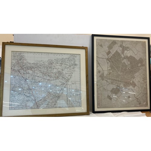 135 - 2 Framed double sided maps, approximate frame measures of largest Width 27 inches, Height 24 inches