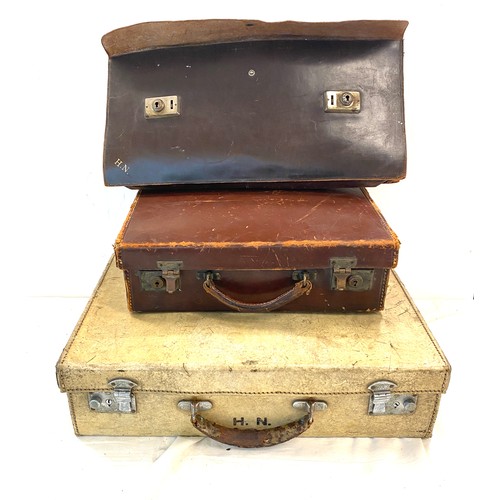 218 - 2 Vintage Leather small cases, leather satchel