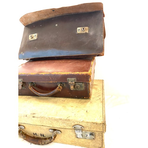 218 - 2 Vintage Leather small cases, leather satchel