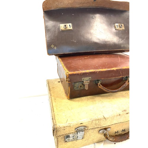 218 - 2 Vintage Leather small cases, leather satchel