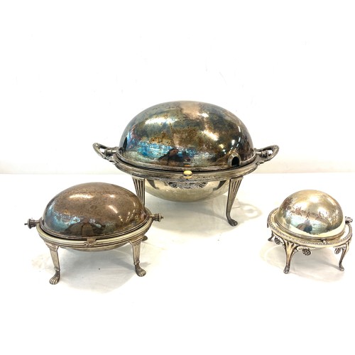 84 - Selection of 3 silver plated revolving vegetable serving tureens