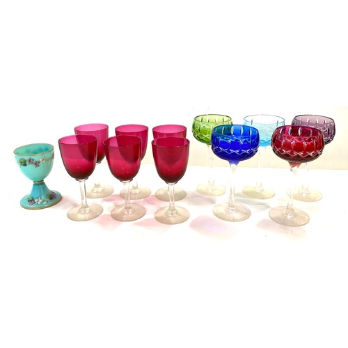 71 - Selection vintage coloured drinking glasses