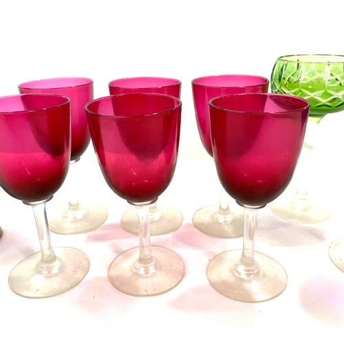 71 - Selection vintage coloured drinking glasses